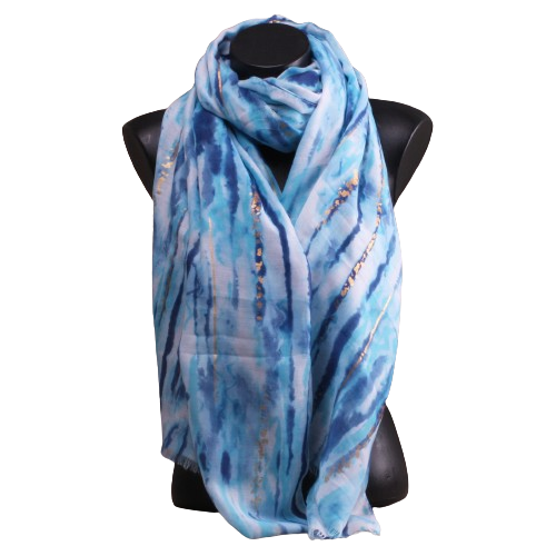 Foulard bleu avec fines dorures