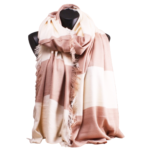 Foulard larges rayures taupe-crème
