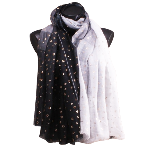 Foulard noir/blanc et dorures