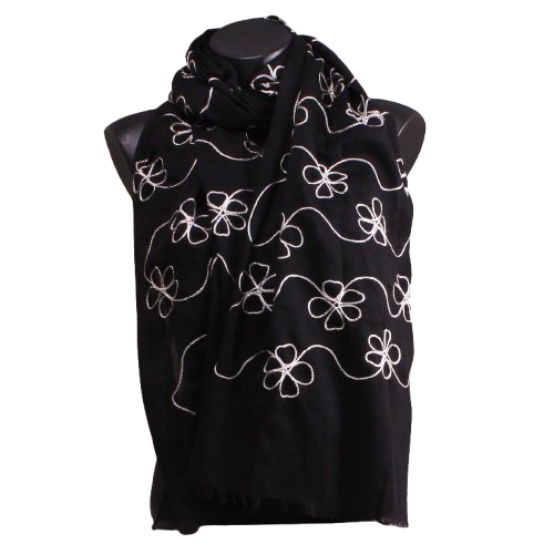 Foulard noir brodé