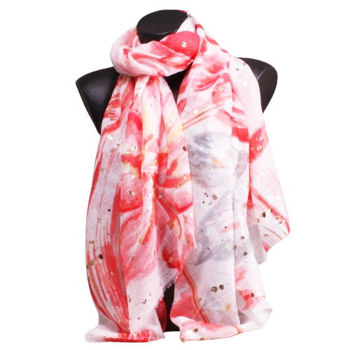 Foulard aux teintes rouges
