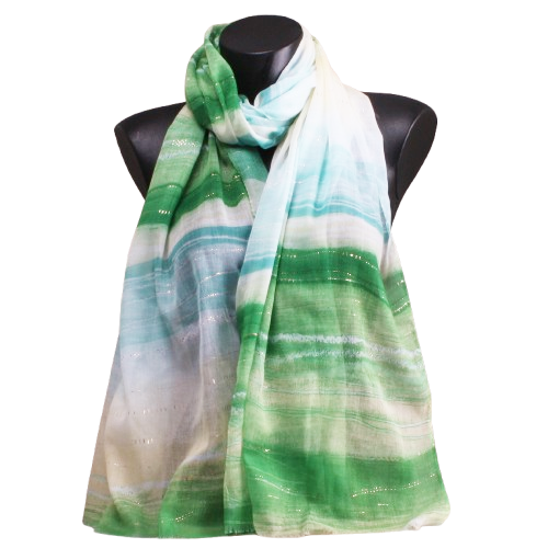 Foulard vert teinté de bleu
