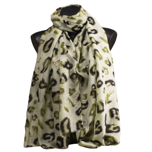 Foulard léopardé vert et dorures