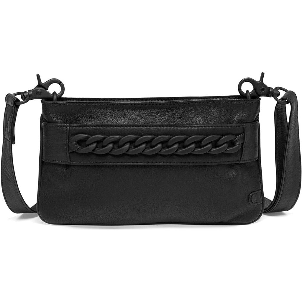 Clutch noir en cuir "chaîne"