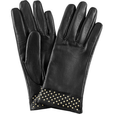 Gants noirs en cuir avec déco cloutée
