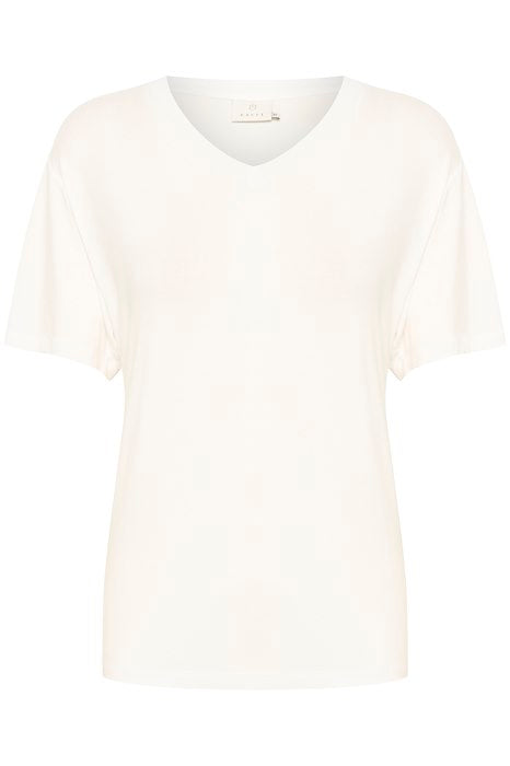T-shirt col V, blanc