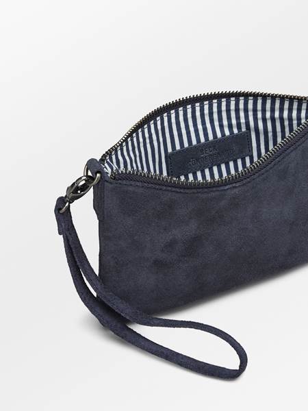 Pochette bleue en daim