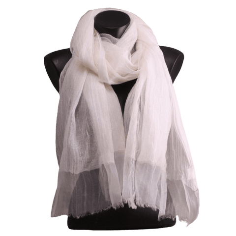 Foulard blanc soie-viscose