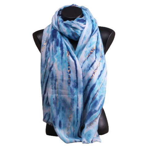 Foulard bleu avec fines dorures