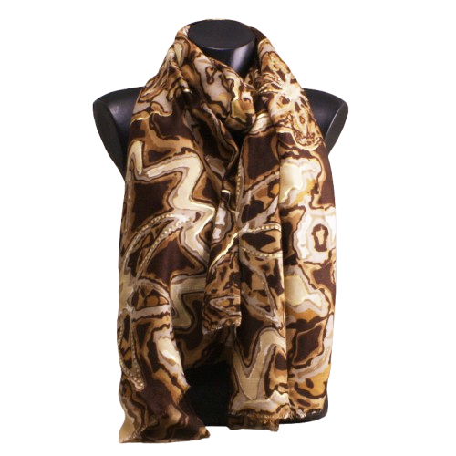 Foulard brun-beige-dorures