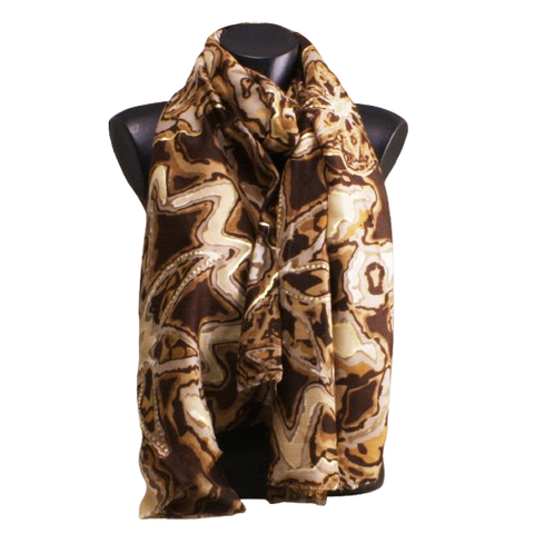 Foulard brun-beige-dorures