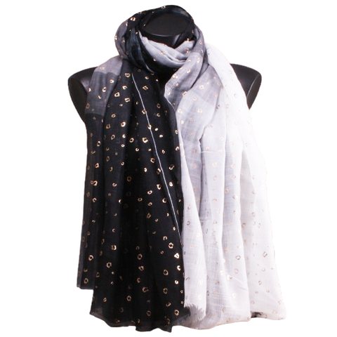 Foulard noir/blanc et dorures