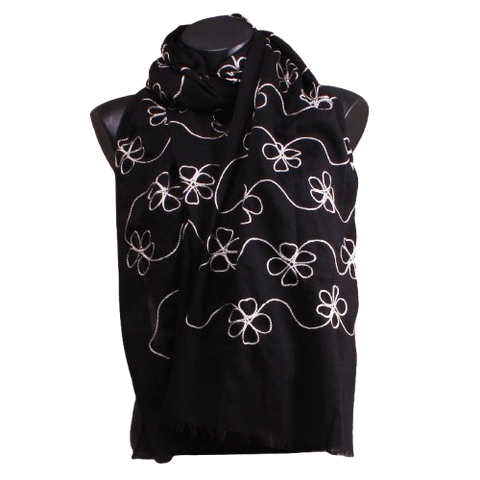 Foulard noir brodé