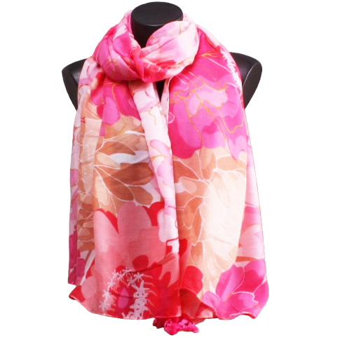 Foulard taupe-rose-pink