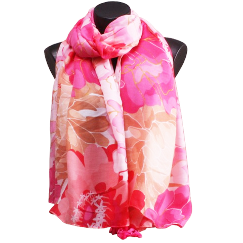 Foulard taupe-rose-pink