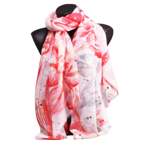 Foulard aux teintes rouges