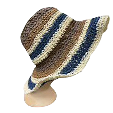 Chapeau d'été beige et bleu