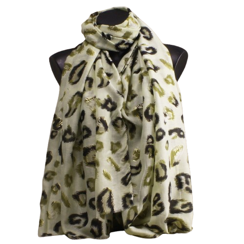 Foulard léopardé vert et dorures