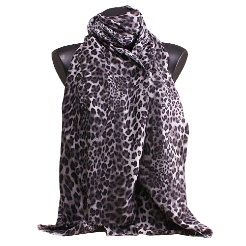 Foulard léopard, fluide (brun ou gris)