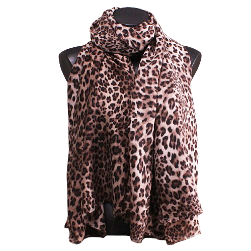 Foulard léopard, fluide (brun ou gris)