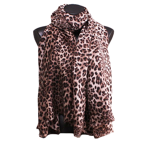 Foulard léopard, fluide (brun ou gris)