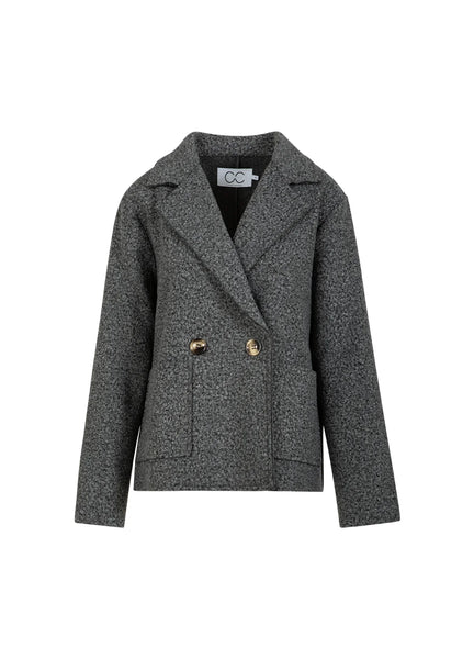 Blazer gris chiné, bouclé