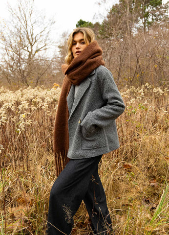 Blazer gris chiné, bouclé