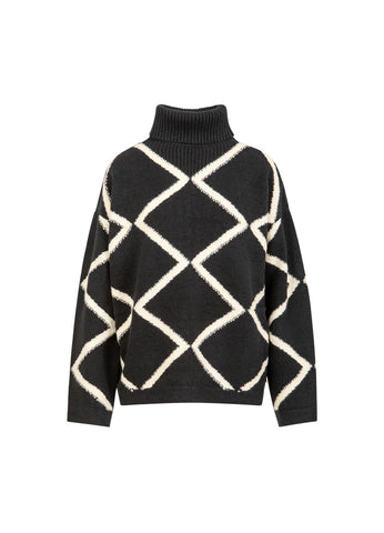 Pull col roulé graphique