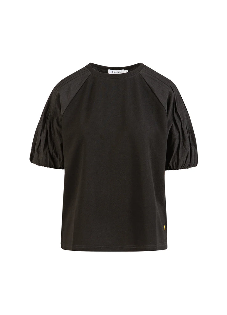 T-shirt noir bi-matière