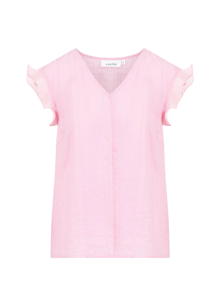 Blouse col V rose