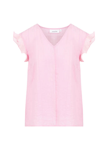 Blouse col V rose