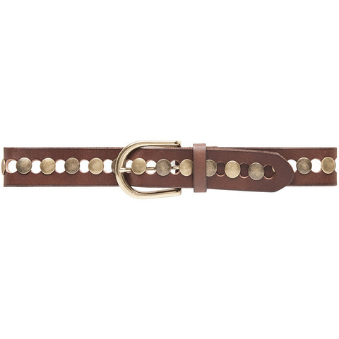 Ceinture brune en cuir cloutée