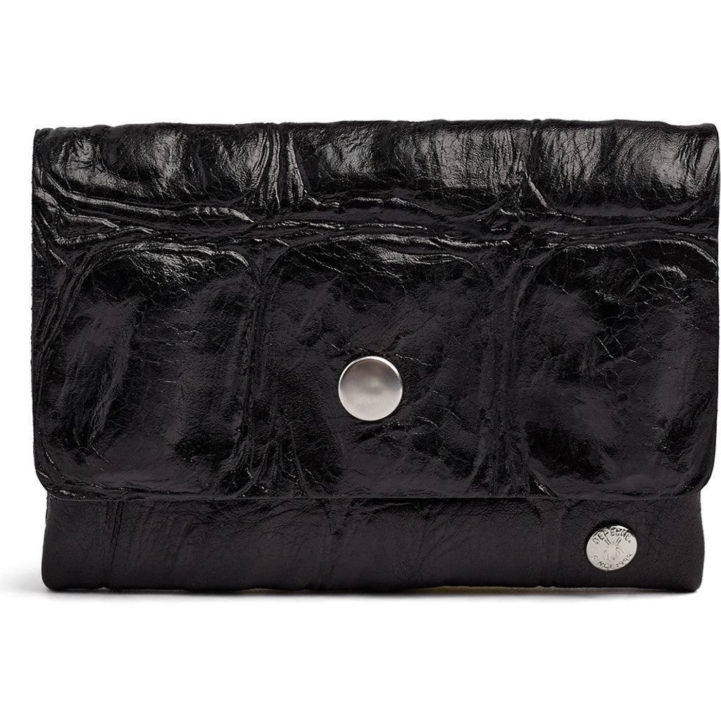 Petit porte-carte ou monnaie, noir en cuir croco