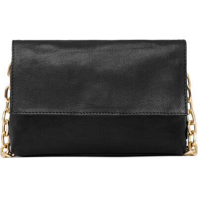 Clutch en cuir avec chaînette (noir ou crème)