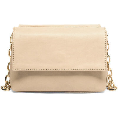 Clutch en cuir avec chaînette (noir ou crème)