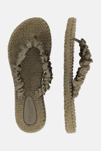 Tongs kaki-taupe en tissu