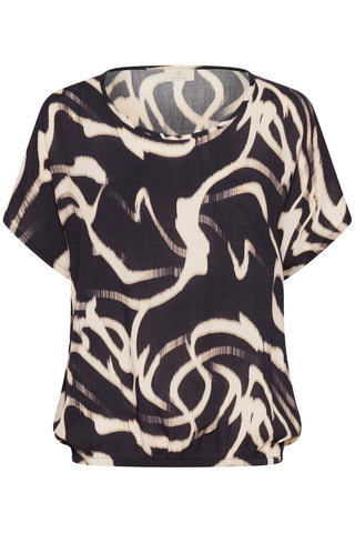 Blouse noir/beige