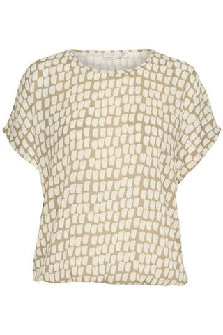 Blouse motif taupe-beige