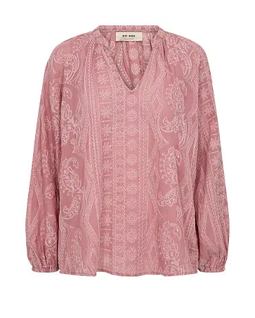 Blouse brodée, encolure V