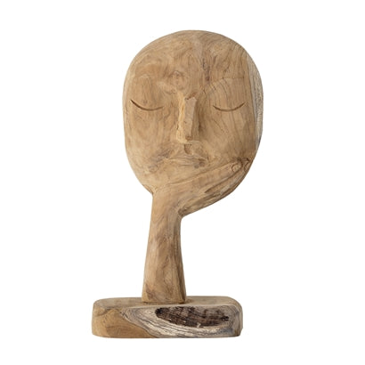 Visage sur main en bois