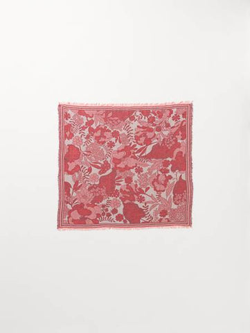 Carré fleuri rose/rouge