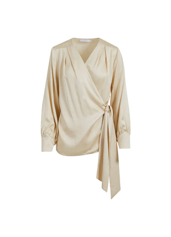 Blouse élégante croisée crème
