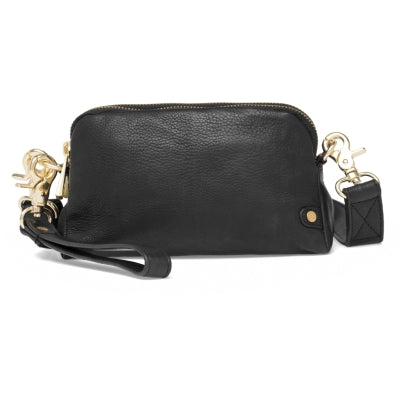 Beau clutch noir en cuir